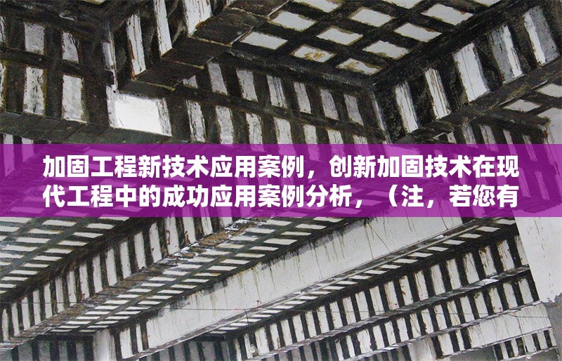 加固工程新技術(shù)應(yīng)用案例，創(chuàng)新加固技術(shù)在現(xiàn)代工程中的成功應(yīng)用案例分析，（注，若您有更具體的案例方向或技術(shù)類型，可進一步調(diào)整標題細節(jié)。） 行業(yè)新聞 第1張