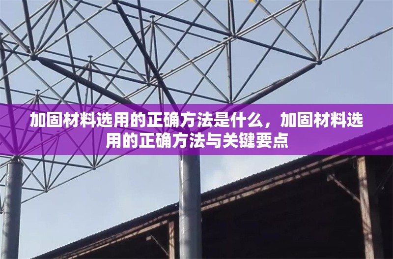 加固材料選用的正確方法是什么，加固材料選用的正確方法與關(guān)鍵要點 行業(yè)新聞 第1張