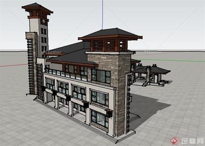 二層商業(yè)建筑效果圖片